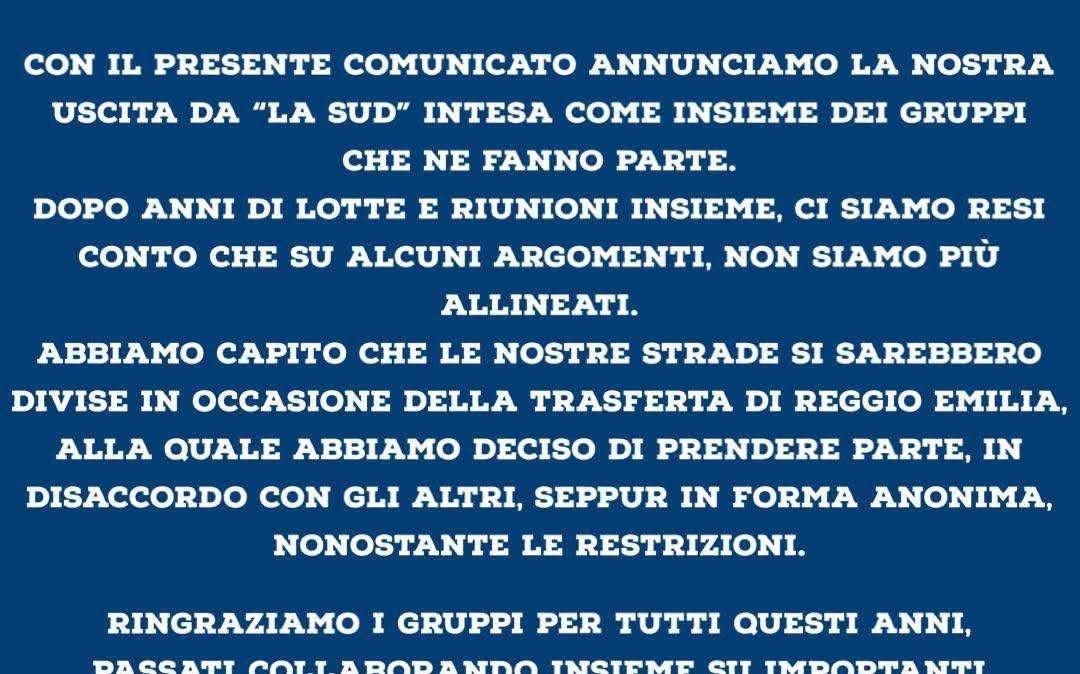 Tifoseria Sampdoria, uscita dei Fedelissimi dai  "Gruppi della Sud"