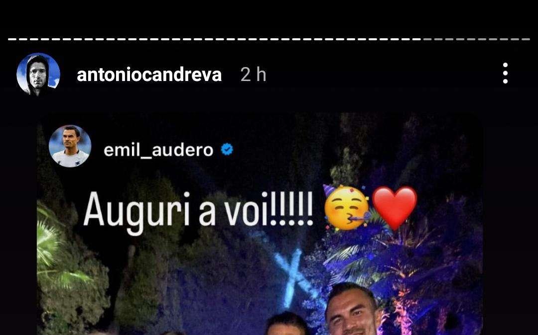 Sampdoria, matrimonio Candreva, presente Audero: "Auguri a voi"