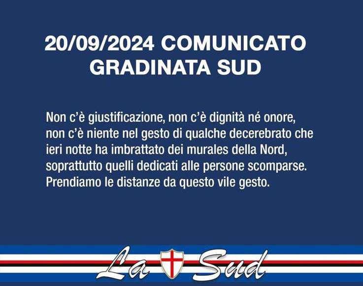 Imbrattati Murales in Nord. Gruppi della Sud: "Prendiamo le distanze da questo vile gesto"