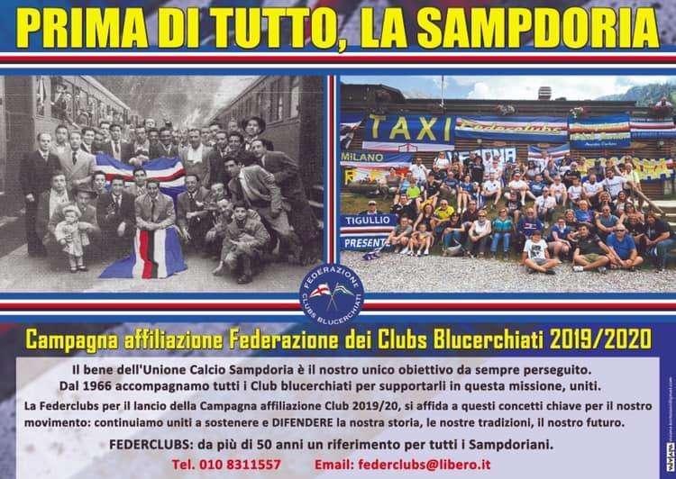 Campagna affiliazione Federclubs: prima di tutto, la Sampdoria