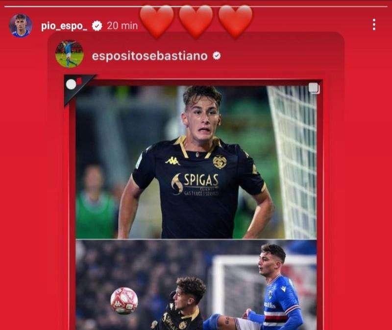 Sampdoria, Esposito dedica un messaggio ai fratelli: "Un sogno avverato"