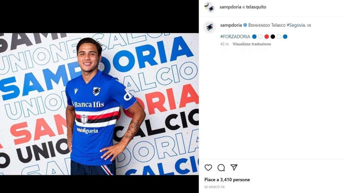 Segovia: "Sampdoria squadra giusta per me. Mi piace spingermi in area di rigore"
