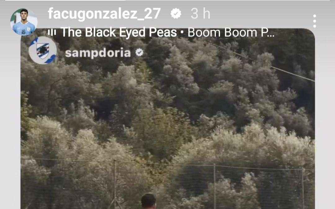 Sampdoria social, Facundo Gonzalez va in gol in allenamento