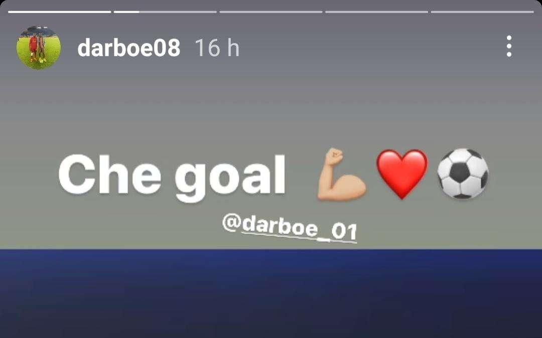 Sampdoria social, i complimenti per la rete a Darboe da parte del fratello