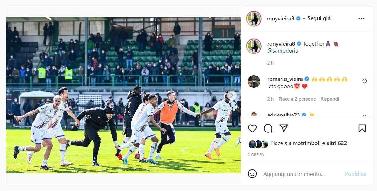 Sampdoria, per Vieira è una vittoria del gruppo: "Insieme"