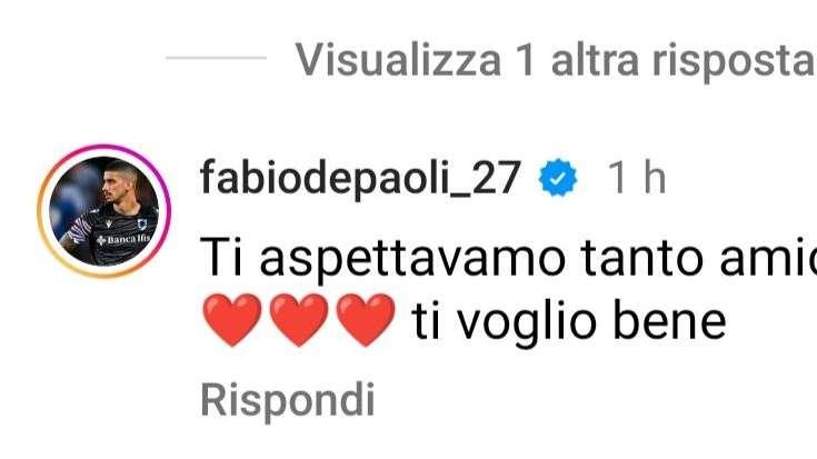Sampdoria, Borini rientra. La reazione social di Baronio, Depaoli e Kasami