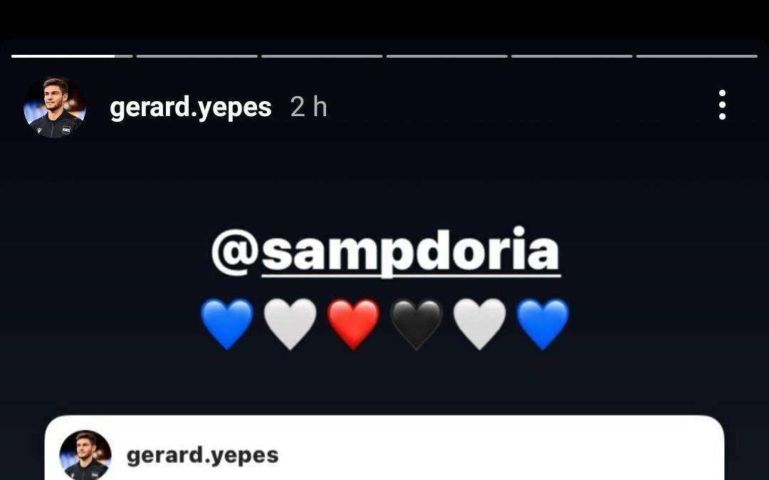 Sampdoria, il post social di Yepes Laut dopo il rinnovo