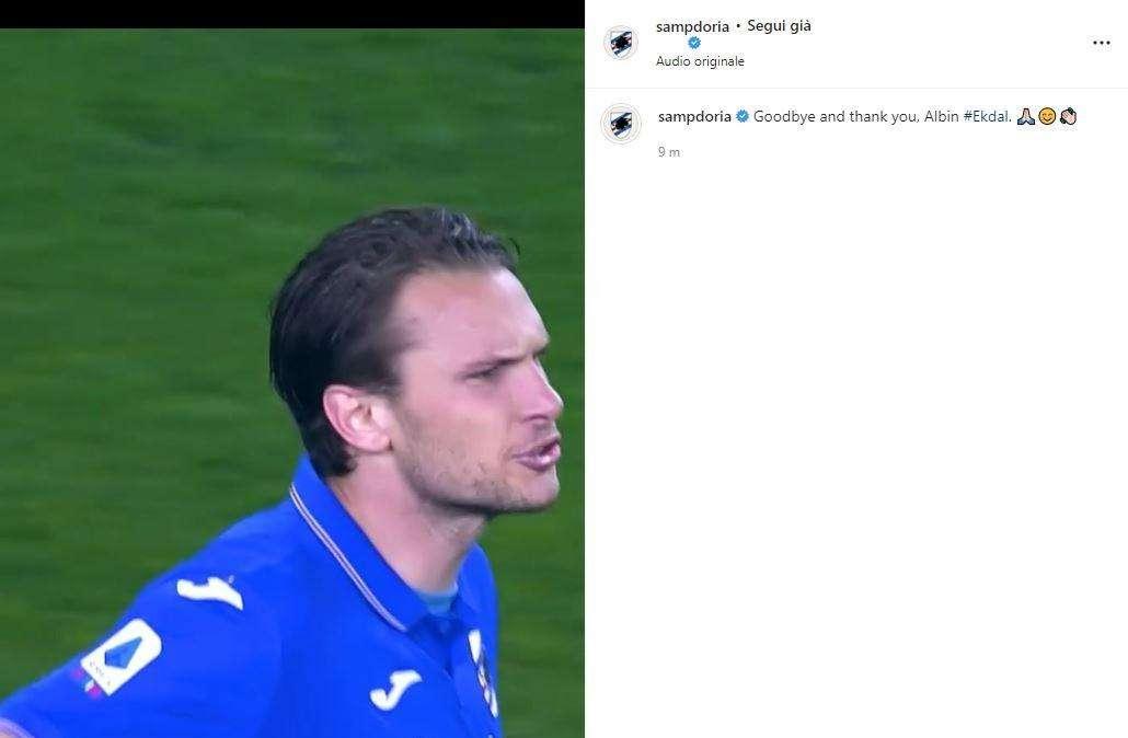 Sampdoria, il saluto a Ekdal sui social: "Arrivederci e grazie, Albin" (VIDEO)