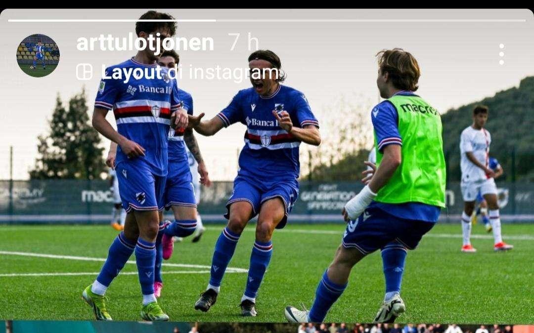 Sampdoria social, Lotjonen festeggia la vittoria sul Milan 