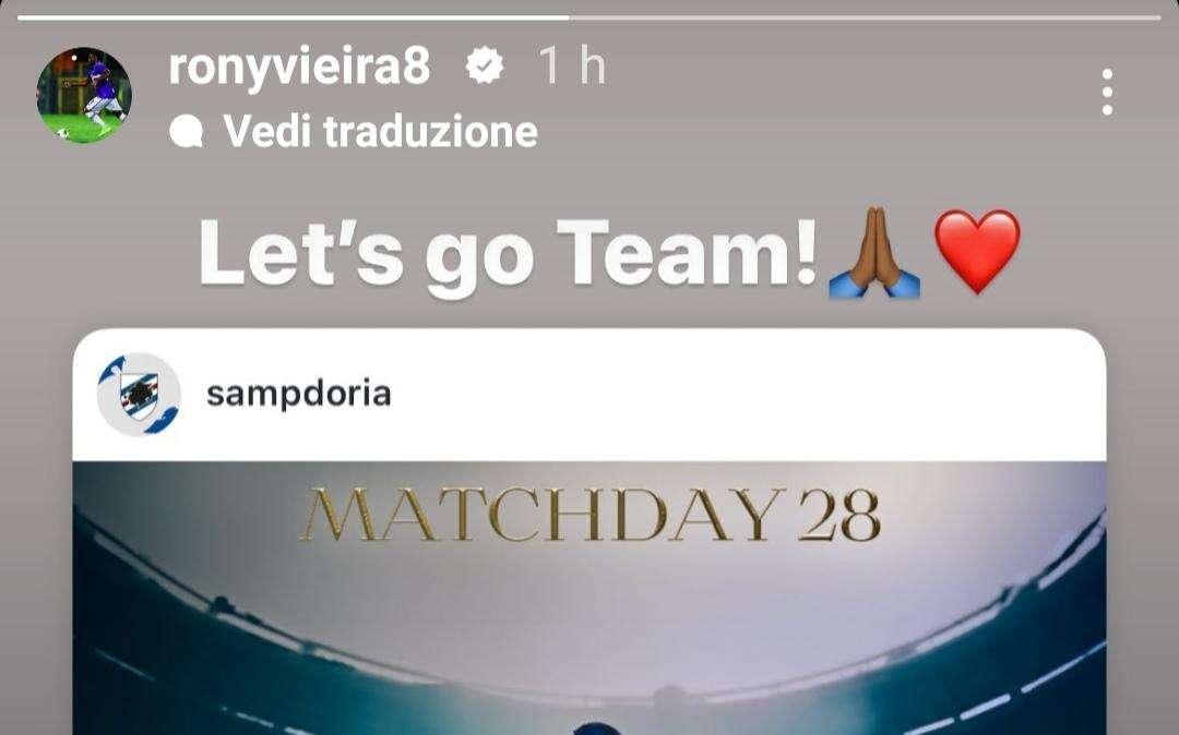 Feralpisalò - Sampdoria, il sostegno di Ronaldo Vieira 