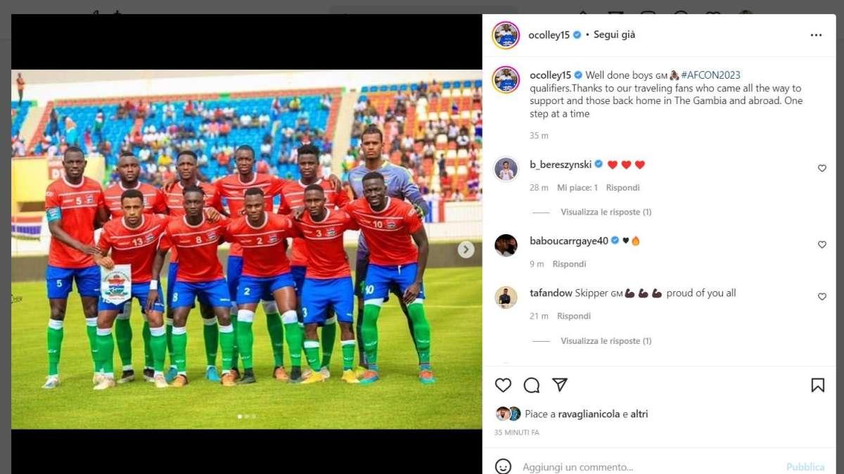 Verso Congo - Gambia, Colley: "Grazie ai nostri tifosi. Un passo alla volta"