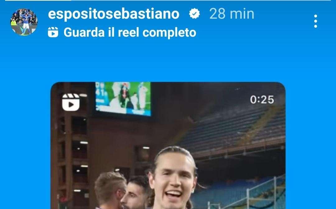 Sampdoria social, la reazione di Esposito dopo la Ternana