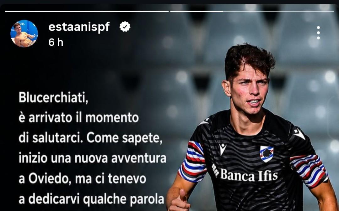 Pedrola saluta la Sampdoria: "Fin dal primo giorno mi avete dato un affetto incredibile"