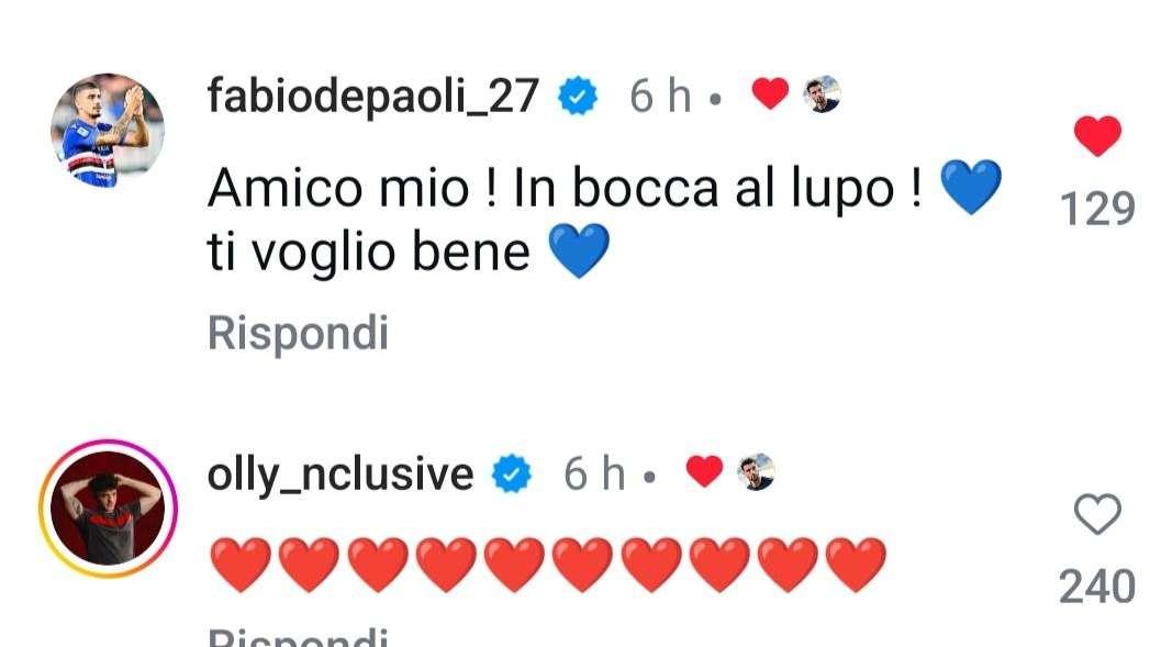 Sampdoria, il saluto a Yepes da parte dei compagni, Olly e dell'ex Esposito