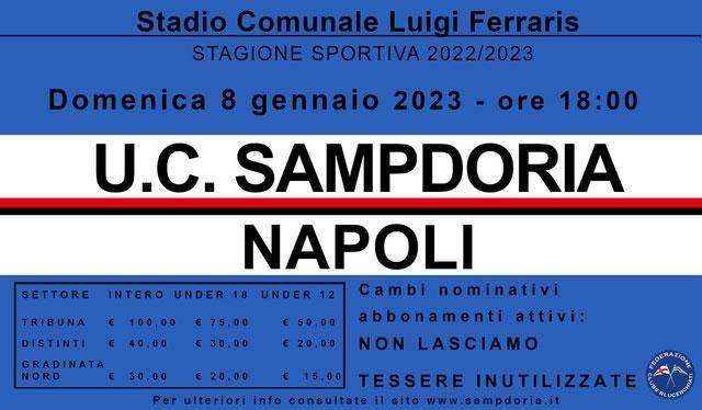 Sampdoria - Napoli, Federclubs: "Omnia vincit amor. Non lasciamola sola"