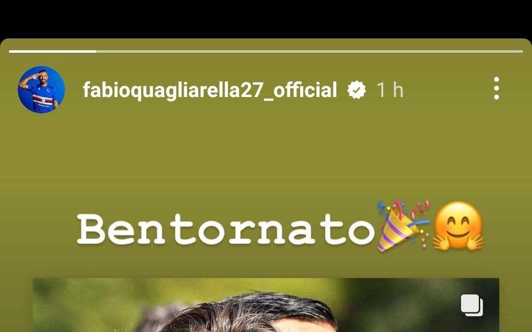 Social Sampdoria, ritorno Damsgaard celebrato da Quagliarella: "Bentornato"