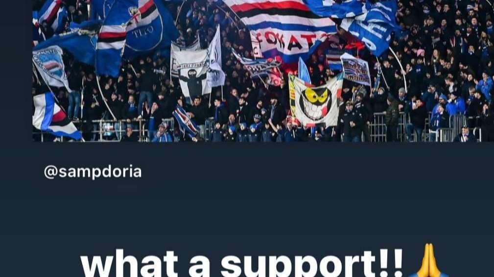 Sampdoria, Nuytinck applaude la Gradinata in trasferta: "Che tifo!"