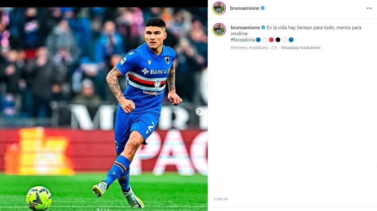 Sampdoria, Amione: "Nella vita c'è tempo per tutto, tranne che per arrendersi"