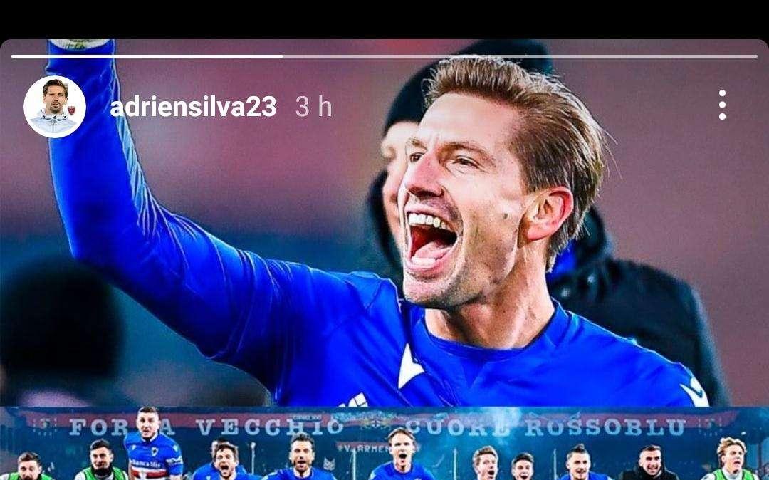 Derby, il sostegno di Adrien Silva alla Sampdoria: "In bocca al lupo, forza" 