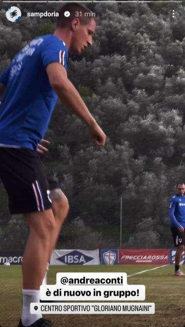 Sampdoria, Conti ritorna ad allenarsi con il gruppo 