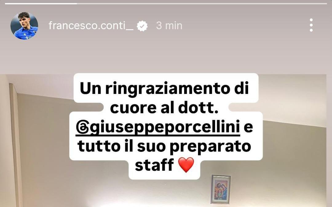 Sampdoria, Conti operato alla spalla: il ringraziamento allo staff medico