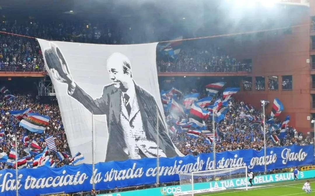 Sampdoria-Cosenza: splendida coreografia della Sud per Paolo Mantovani