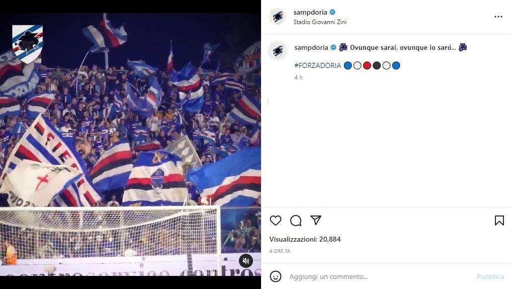Sampdoria celebra tifosi a Cremona: "Ovunque sarai, ovunque io sarò..."