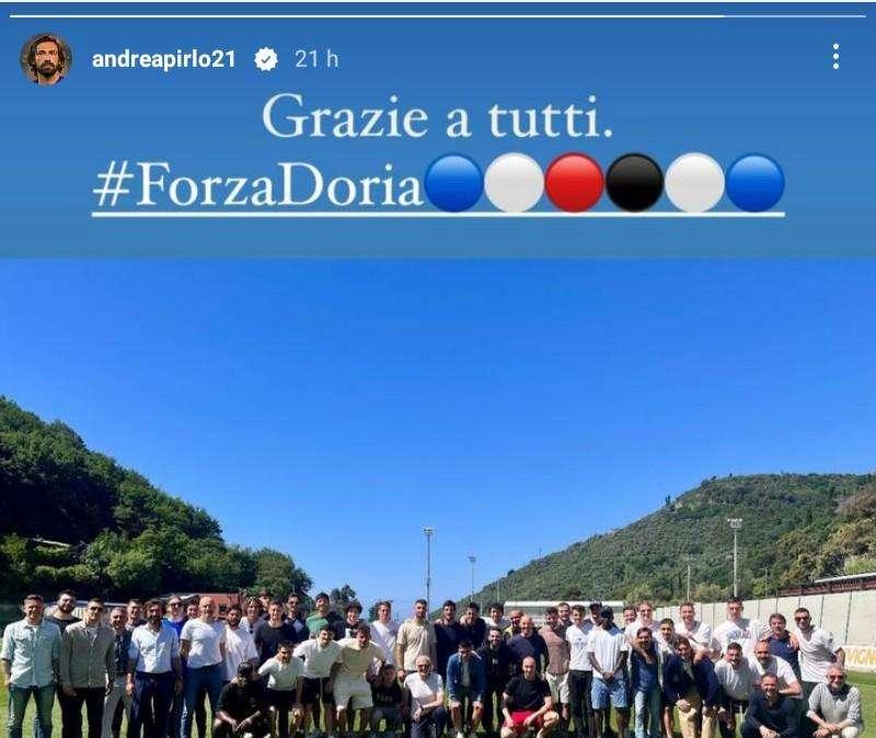 Sampdoria, foto di gruppo e messaggio di Pirlo: "Grazie a tutti"