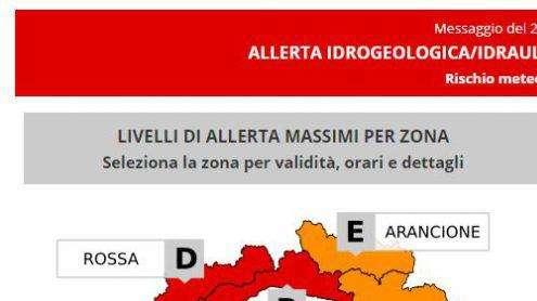Allerta rossa dalle 20 di stasera nel centro della Liguria