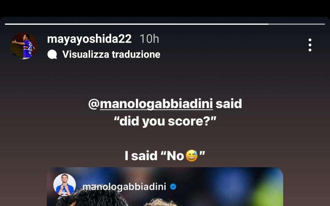 Siparietto social tra Gabbiadini e Yoshida: "Hai segnato?"