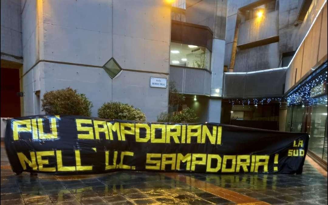 Lanna Presidente Sampdoria, striscione "Più Sampdoriani nell'U.C. Sampdoria!"