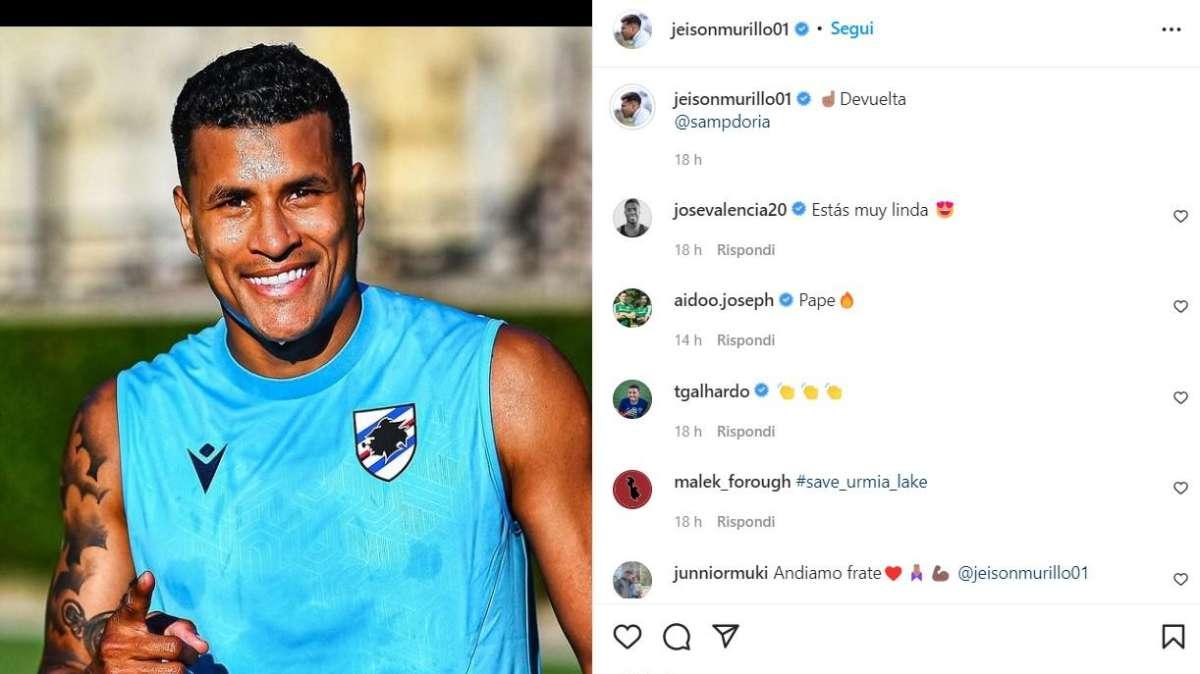 Social Sampdoria, Murillo di nuovo in blucerchiato: "Di ritorno"