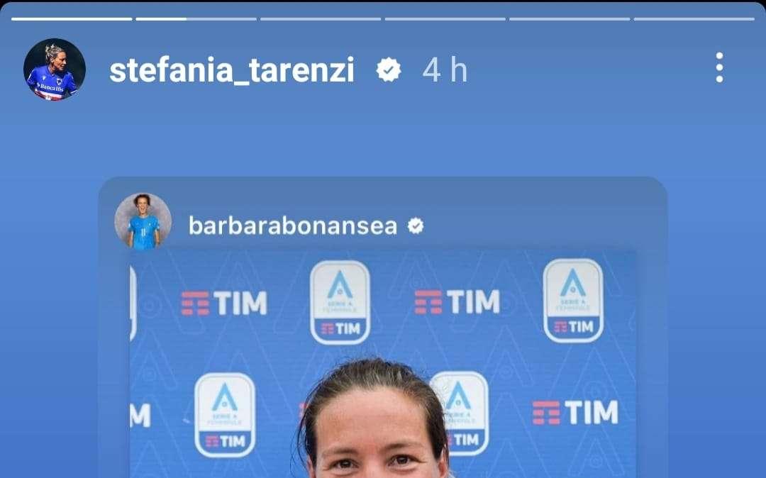 Sampdoria Women, i complimenti social di Bonansea a Tarenzi 
