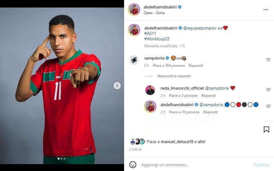 Sampdoria, Sabiri posa con la maglia del Marocco in vista del Mondiale