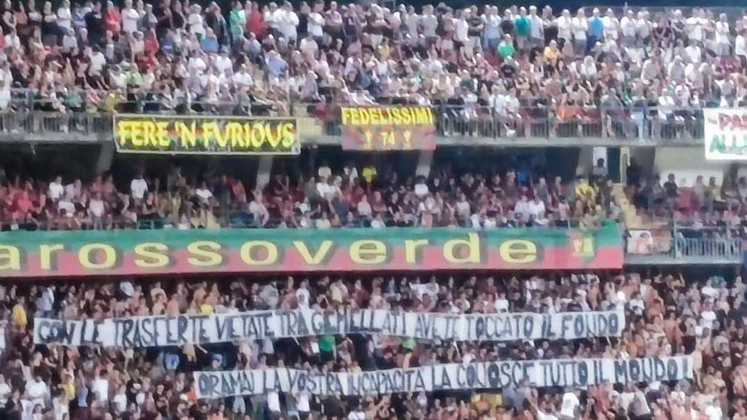 Limitazioni trasferta tifoseria Sampdoria a Terni, lo striscione rossoverde