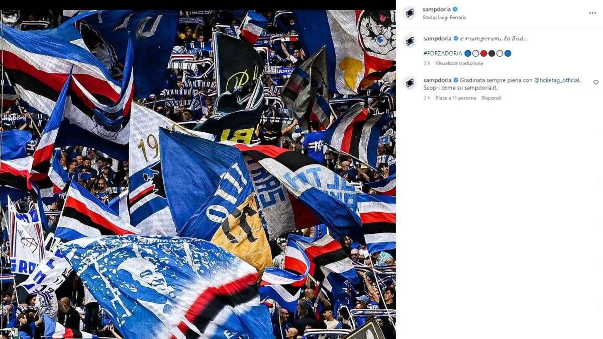 Sampdoria celebra tifosi sui social: "E riempiremo la Sud..."