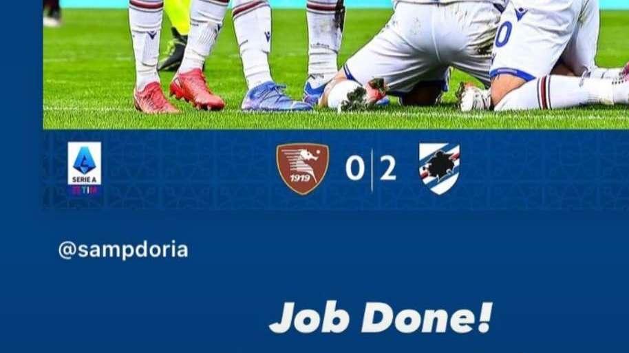 Silva festeggia vittoria Sampdoria: "Lavoro eseguito! Bravi ragazzi"