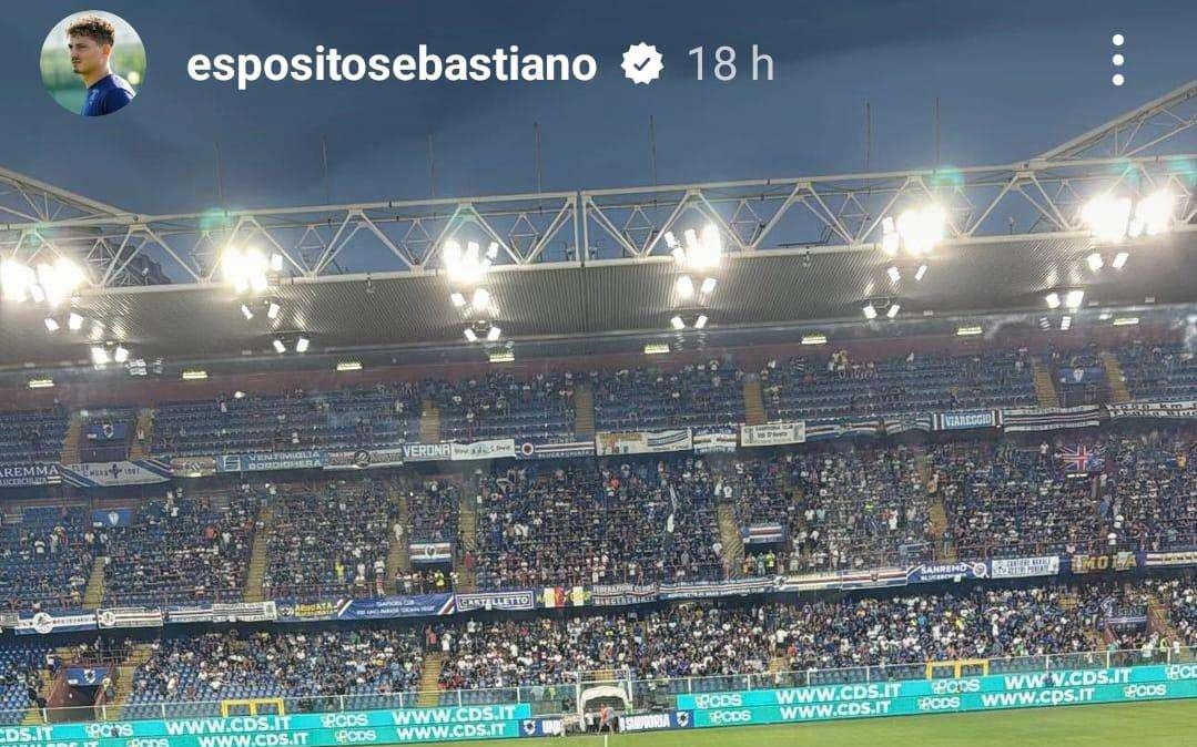 Sampdoria - Como, Seb. Esposito presente in tribuna al Ferraris