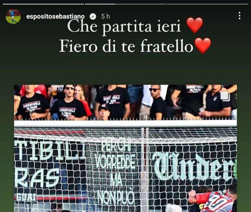 Sampdoria, Esposito elogia Stankovic: "Che partita ieri, fiero di te fratello"