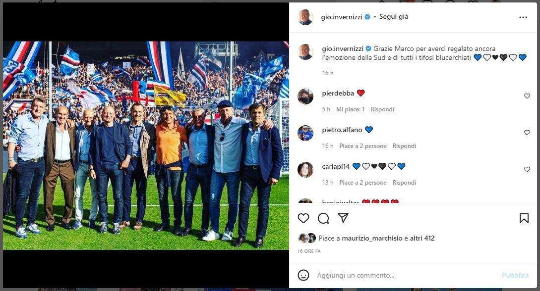 Sampdoria Legends, Invernizzi: "Grazie Lanna per averci regalato emozione della Sud"