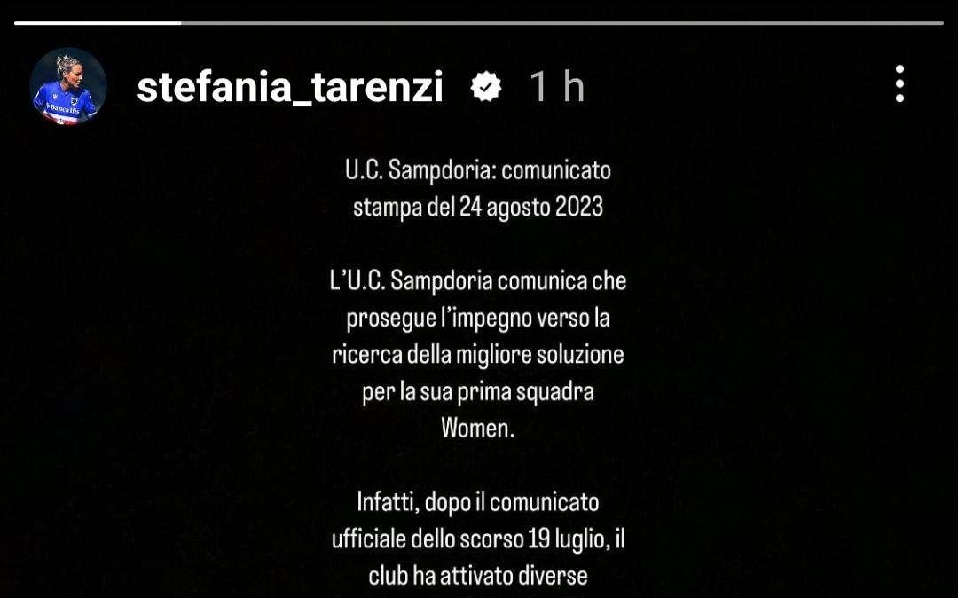Sampdoria Women, l'attesa e la speranza sui social di Tarenzi 