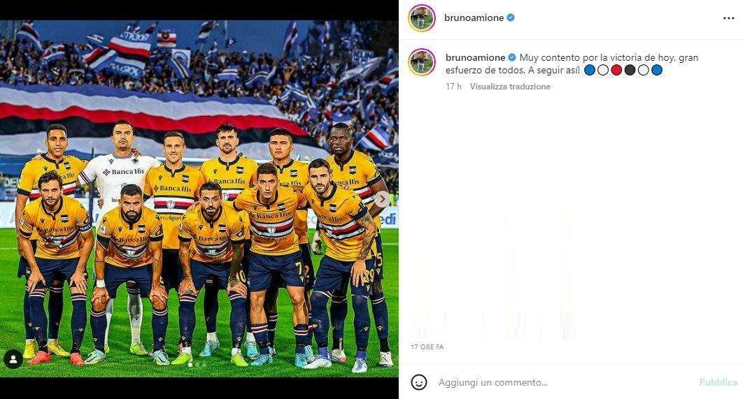 Sampdoria, Amione: "Molto contento per la vittoria. Continuiamo così!"