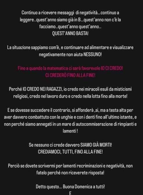 Social Sampdoria, lady Audero non molla: "Io ci credo! Ci crederò fino alla fine"