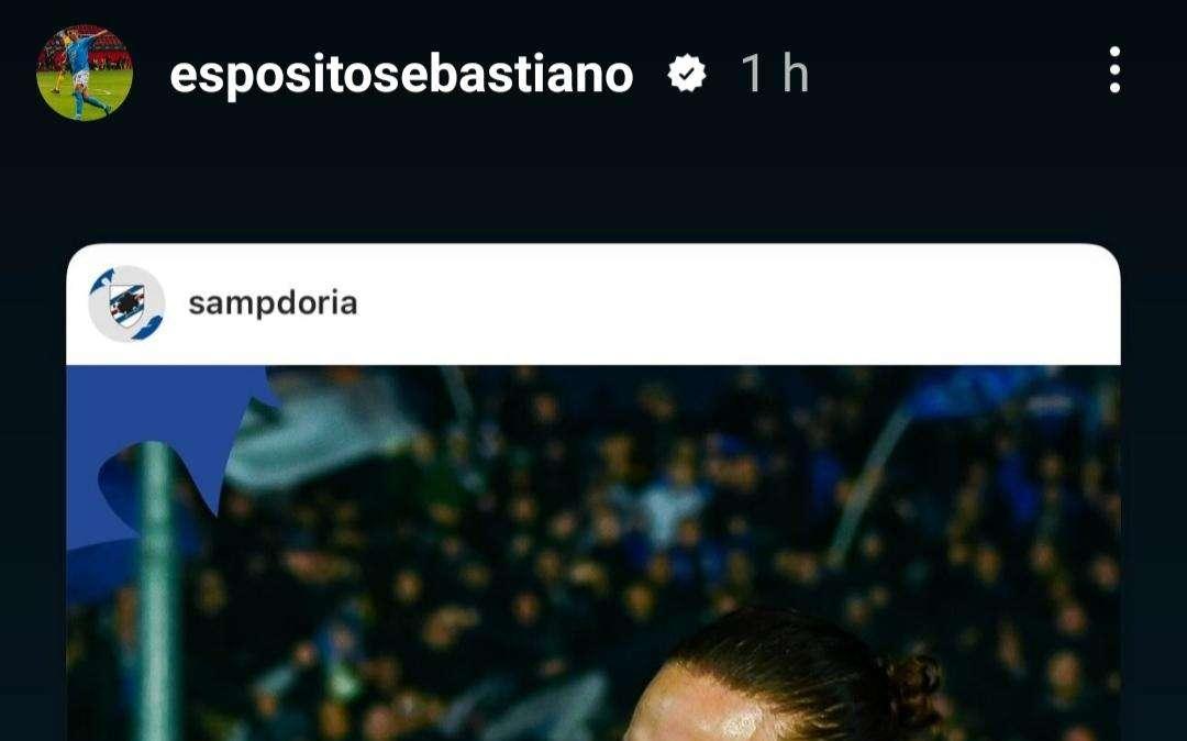 Sampdoria social, la reazione di Esposito al successo a Cittadella