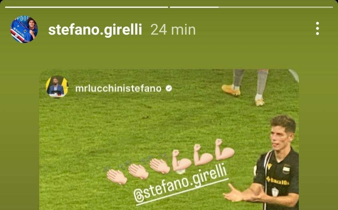 Sampdoria social, Lucchini si complimenta con Girelli per l'esordio