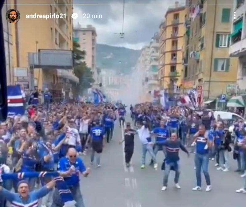 Social Sampdoria, Pirlo e la carica dei tifosi nel pre partita