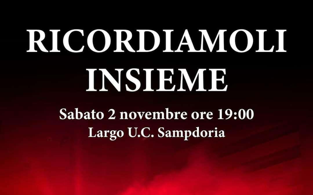 La Sud: "Ricordiamoli insieme 2 novembre in Largo U.C. Sampdoria"