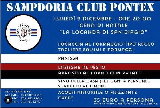 Sampdoria Club Pontedecimo, festa di Natale lunedì 9 dicembre