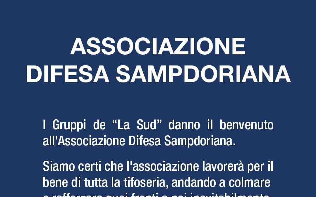 Nascita Associazione Difesa Sampdoriana, il comunicato dei Gruppi della Sud