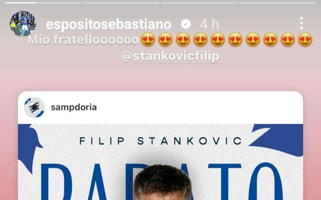 Sampdoria, i complimenti di Esposito a Stankovic per il rigore